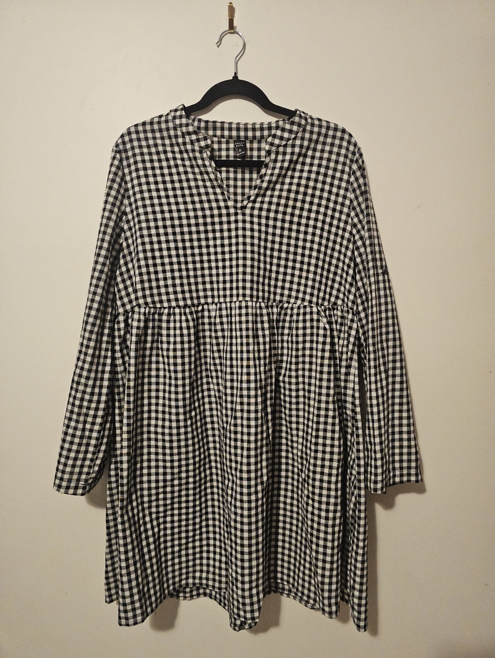EMERY ROSE Gingham Print Notched Roll Tab Sleeve Dress XL - Picture 3 of 7